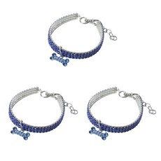 해밀 소형 반려동물 깜찍한 크리스탈 목걸이 액세서리 3p, 블루, 3개