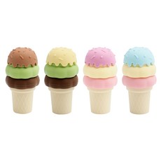 mulnory 幼兒用冰淇淋矽膠沐浴玩具 4件組, 巧克力森林 + 香草森林 + 草莓棉花糖 + 蘇打棉花糖, 1套