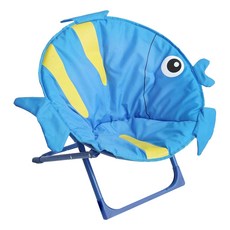 Cotton Field 棉花田傢飾 兒童可折疊月亮椅 48 x 28 x 48cm, 熱帶魚 藍色 + 黃色, 1個