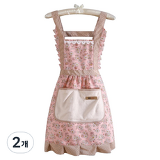 雛菊荷葉邊圍裙, 2個, 粉紅色