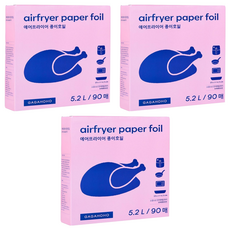 GAGAHOHO 氣炸鍋料理紙 方形碟型 5.2L, 90入, 3包, 23cm