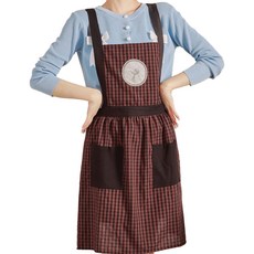 페이퍼먼츠 큐티 체크릴리 포켓 앞치마 00186, 레드, 1개