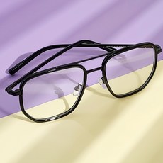 BEIMA 雙橋復古方框粗框 大臉大尺寸眼鏡框 男女長鏡腳眼鏡 Solartex E506 全黑+眼鏡盒