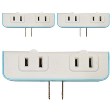 SUPERCELL 超電王 2 + 2座便利小壁插 2孔 PU-0043, 顏色隨機, 3個, 96mm