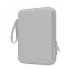 POLYWELL 寶利威爾 平板防撞防水收納包 緩衝泡綿內襯 PU材質防撥水 全開拉鍊 多種尺寸 適用iPad PW15-T65-0841, 灰色, 1個