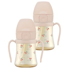 그로미미 PPSU 유아용 빨대컵, 200ml, 2개, 스윗피치