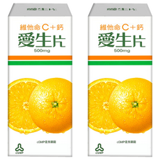 人生製藥 愛生片 維他命C+鈣 500mg, 30錠, 2罐