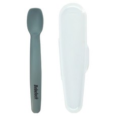 Bebelock 離乳餵食軟湯匙 夜月灰 附收納盒, 1個