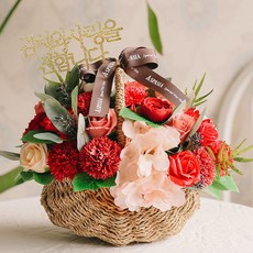 ASPASIA Hilda 康乃馨香皂花籃, 紅色的
