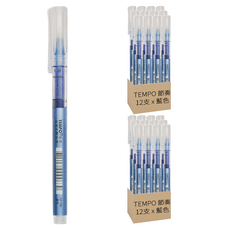TEMPO 節奏 直液式鋼珠筆 0.38mm, Set 12支, 藍色, 2盒