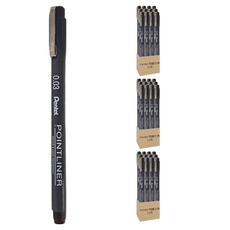 Pentel 飛龍文具 POINTLINER 代針筆 0.03mm, 12支裝, S20P-03A, 3盒