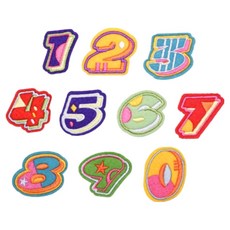 심플라인 간단 자수 열접착 패치 와펜 트로피칼 숫자 10종 세트, 혼합색상, 1개