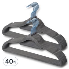 JMIL 防滑植絨衣架, 40個, 灰色