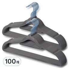 JMIL 防滑植絨衣架, 100個, 灰色