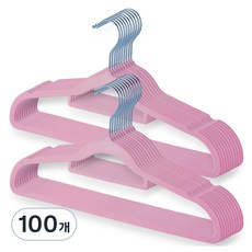Jamil防滑天鵝絨衣架, 100個, 粉色