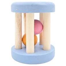 mentari 咔哩咔哩手搖鈴 培養五感 讓孩子健康成長 無毒無害, 藍色 + 原木色, 1組