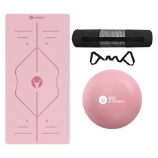 ZHONGOU 長紅 TPE抗菌款正位線雙色瑜珈墊 10mm厚 TP189010ANT 附綁帶+背袋+拉力繩或拍拍球(顏色款式隨機), 粉色, 1組