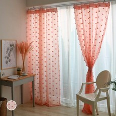 Rainbow House Bong Bong 雪紡窗簾 2入, 粉紅色