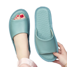 真皮頭層牛皮顆粒氣墊防滑室內拖 鞋底防滑PVC橡膠底, 25cm, 藍色, 1雙