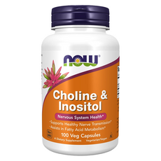 NOW Foods 膽鹼 + 肌醇膠囊 250mg, 100顆, 1罐