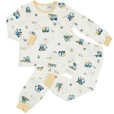 Maykids 童款Q版工程車印花9分袖衣褲套裝