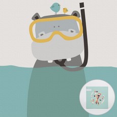 ARTJOY DIY數字油畫 20*20cm, 浮潛河馬, 1組