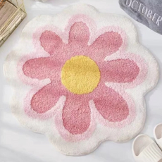 韓風插圖圓形仿羊絨地毯