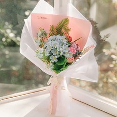 Aspasia香皂花人造艾爾茉莉繡球花束+留言挑+購物袋, 混色