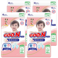 GOO.N 大王 敏感肌黏貼型尿布 9~14kg, L, 192片