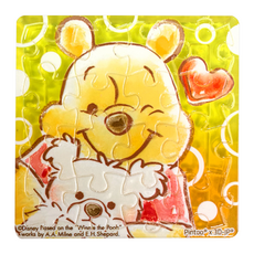HUNDRED PICTURES 百耘圖 大臉系列 拼圖磁鐵 HPD0116052 直徑55mm 方 Winnie The Pooh 小熊維尼 愛的抱抱, 1個, 16片