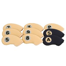 Colly's Golf 字母數字配色高爾夫球鐵桿頭保護套, 米色 藍色, 1盒