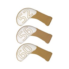 Turnon 大數字針織高爾夫球桿套3 52度+56度+60度組, 淺褐色的