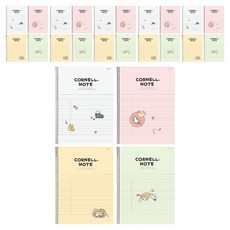 Pinkfoot Nyang Nyang Cornell線圈筆記本 4款 各2入, 白色+粉色+黃色+綠色, 3組