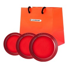 LE CREUSET 圓盤3件組 + S號購物袋組合, 1套, 圓盤15cm + 19cm + 23cm, 紅色