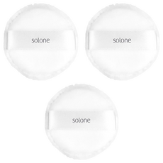 Solone 台灣公司貨 訂製雙面兩用粉撲 日本立絨/植絨, 3個, 白色