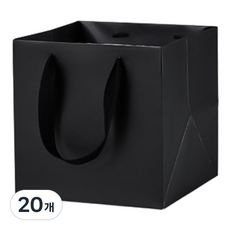 마켓감성 컬러 와이드 정사각 쇼핑백 대, 블랙, 20개