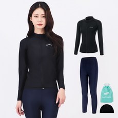 aquatica 女款拉鍊防磨衣 AQAWJP23006 + 水域緊身褲 + 彈性泳帽套裝