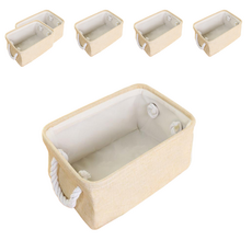 妃妃嚴選 加厚亞麻收納籃, 大, 米白色, 6個