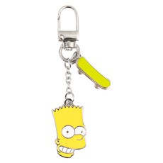 THE SIMPSONS 鑰匙圈吊飾, 辛普森霸子滑板款 黃色, 1個