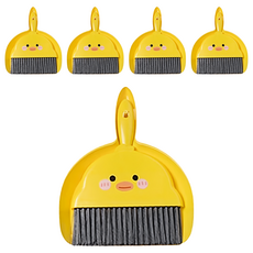 桌面迷你掃把組 小鴨款 23.5*18cm PET刷毛+PP, 5組