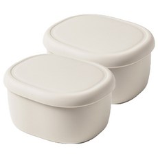 키친팩토리 파스텔 실리콘 라운드 밀폐용기 아이보리, 2개, 200ml