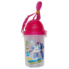 ROBOCAR POLI 波力 滑蓋吸管水壺, 紅色, 420ml, 1個