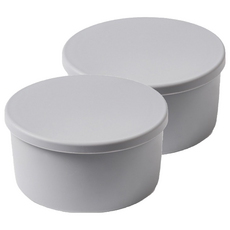 粉彩矽膠圓形密封保鮮盒 灰色, 2個, 500ml