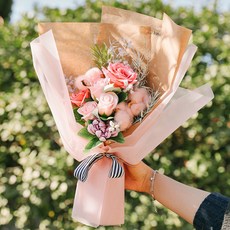 ASPASIA 香皂花人造花新穎玫瑰棉花花束, 混合顏色, 1個