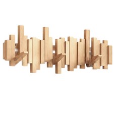 Lala Gongbang 現代風 8鉤壁掛衣架, 原木色, 1個