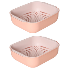 小柏克金 雙層蔬果瀝水籃 Set 2個 塑料/樹脂材質, 粉色