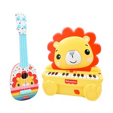 費雪獅子樂器組合，電子琴+烏克麗麗，可自由彈奏及收錄自彈曲，增加孩童對音樂興趣, 1組, 獅子27 x 12 x 30cm 樂器37 x 5 x 12cm