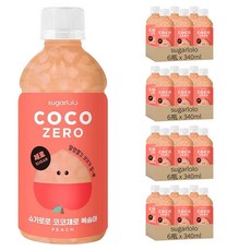 sugarlolo 椰果飲料 水蜜桃風味 24瓶 340ml 韓國進口 無糖 清爽解渴