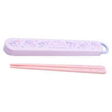 Skater 美樂蒂酷洛米款塑膠筷組, 筷子 + 筷子收納盒, 粉紫色, 1組