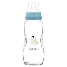 US baby 優生 真母感玻璃奶瓶, α33安心係數 人體工學弧形設計好握好拿好清洗 通過8大重金屬檢驗 安心素材無雙酚A 具高抗化學侵蝕及保有中性的特質, 皇帝企鵝, 240ml, 1個
